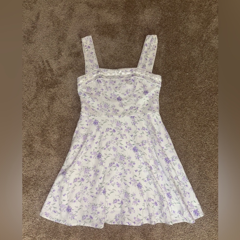 Altar'd State White and Purple Floral Dress